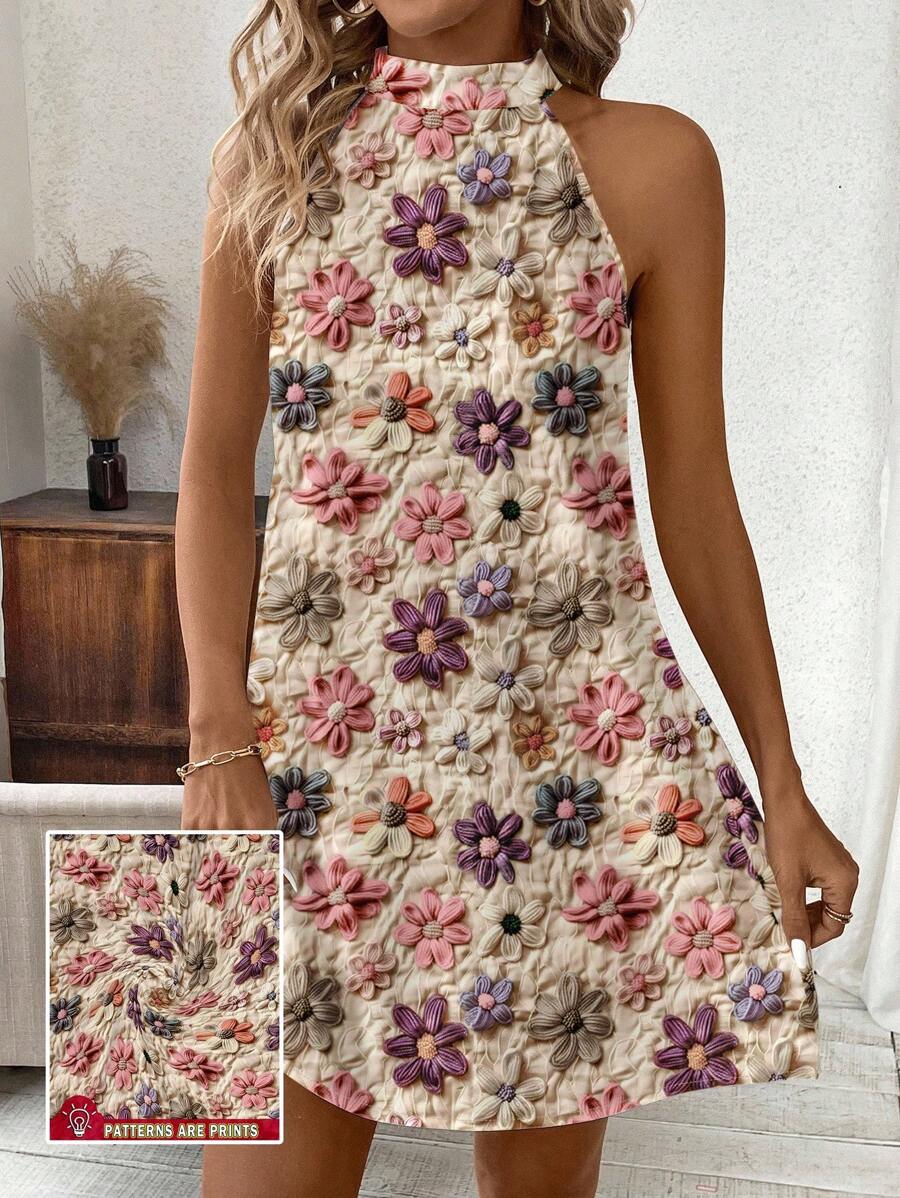 Vestido Lara Boho Mini Halter Floral