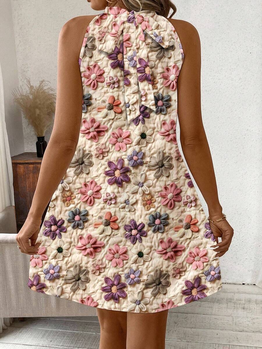 Vestido Lara Boho Mini Halter Floral
