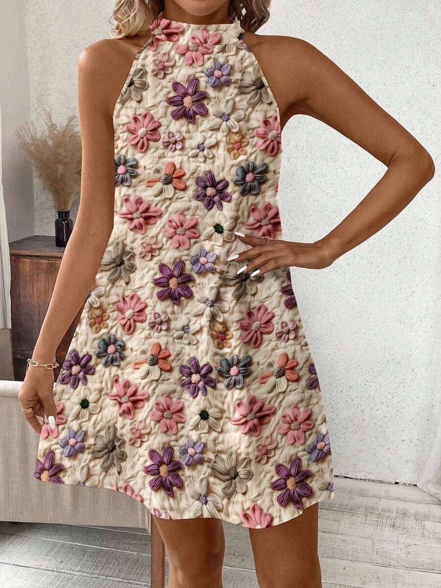 Vestido Lara Boho Mini Halter Floral