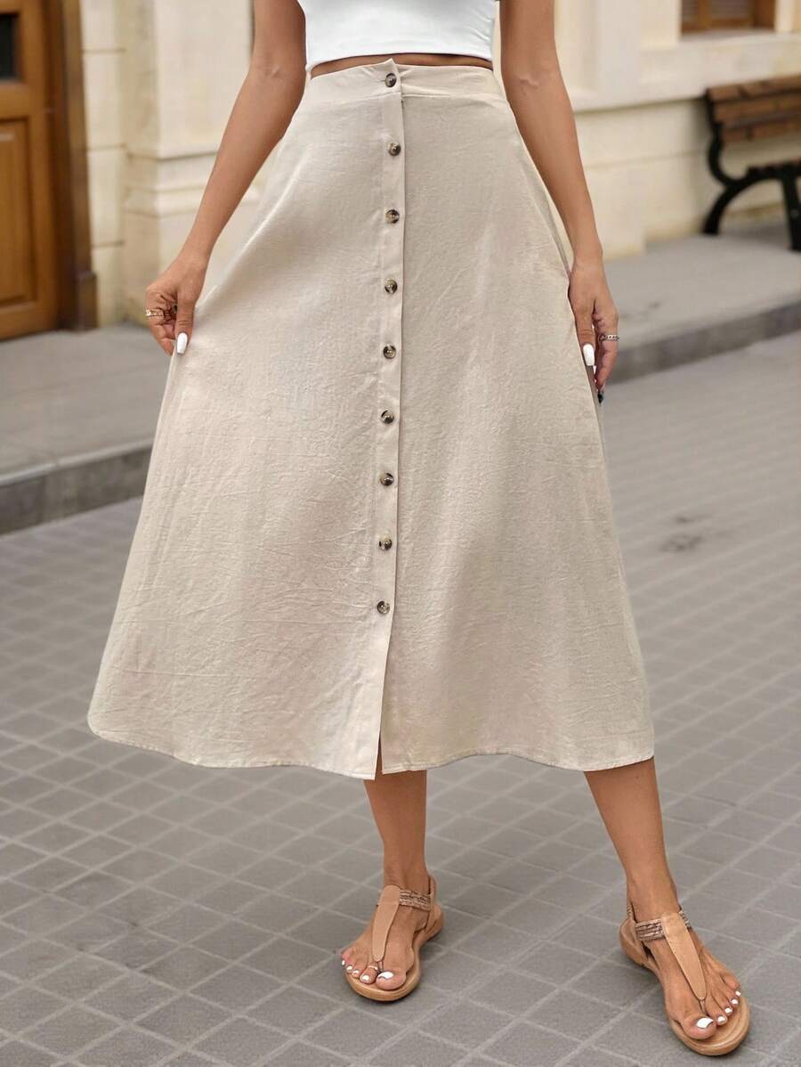 Saia Longa Brillora Flare Botões Frontais