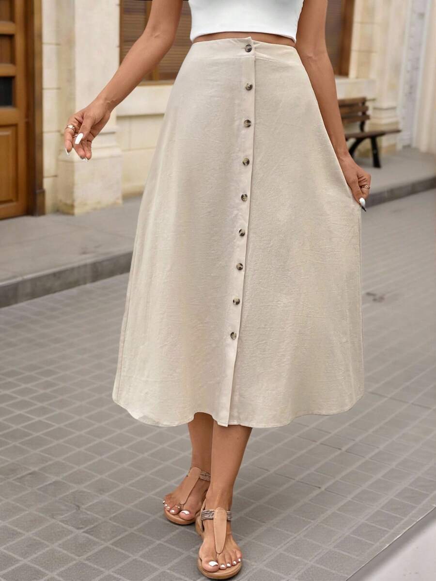 Saia Longa Brillora Flare Botões Frontais
