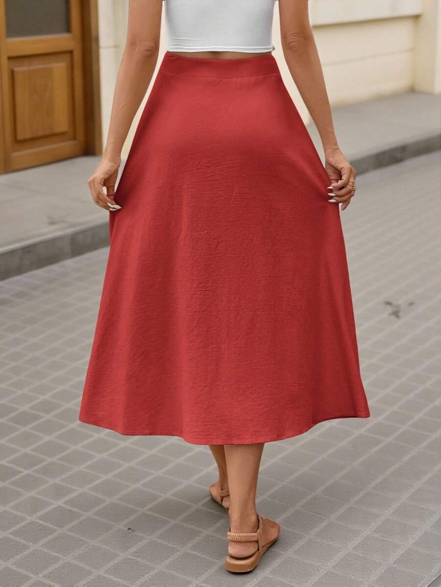 Saia Longa Brillora Botões Frontais Casual