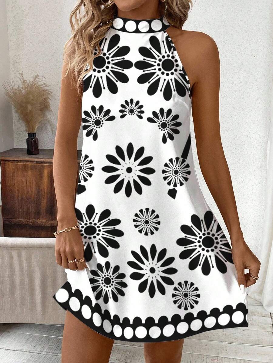 Vestido Lara Boho Mini Halter Floral