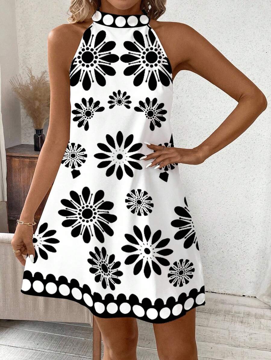 Vestido Lara Boho Mini Halter Floral