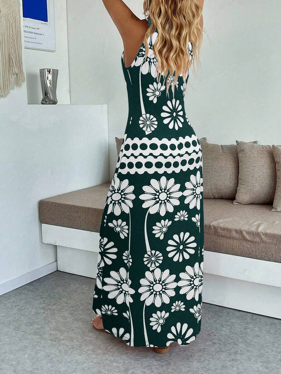 Vestido Maya Boho Longo Alça Fina Tropical