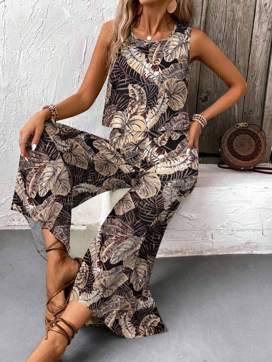 Conjunto Serena Tropical Regata e Calça Solta