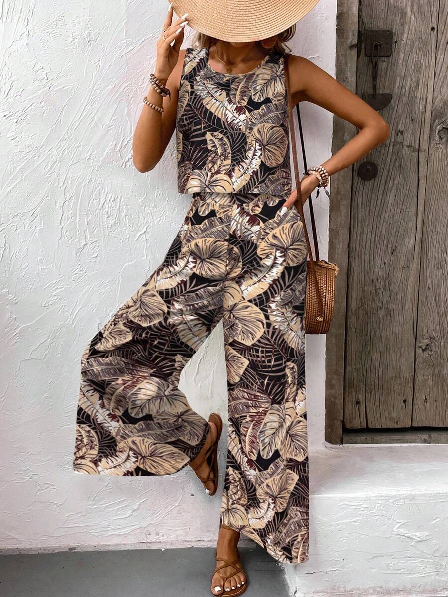 Conjunto Serena Tropical Regata e Calça Solta