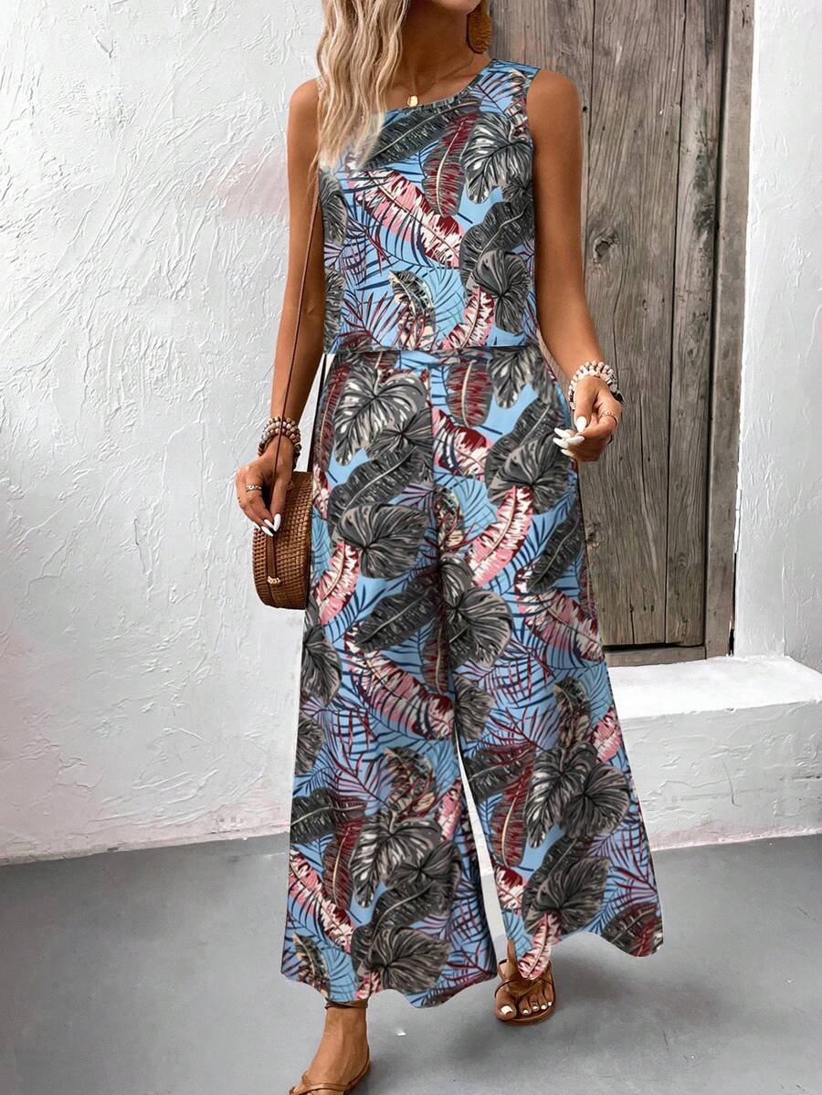 Conjunto Serena Tropical Regata e Calça Solta