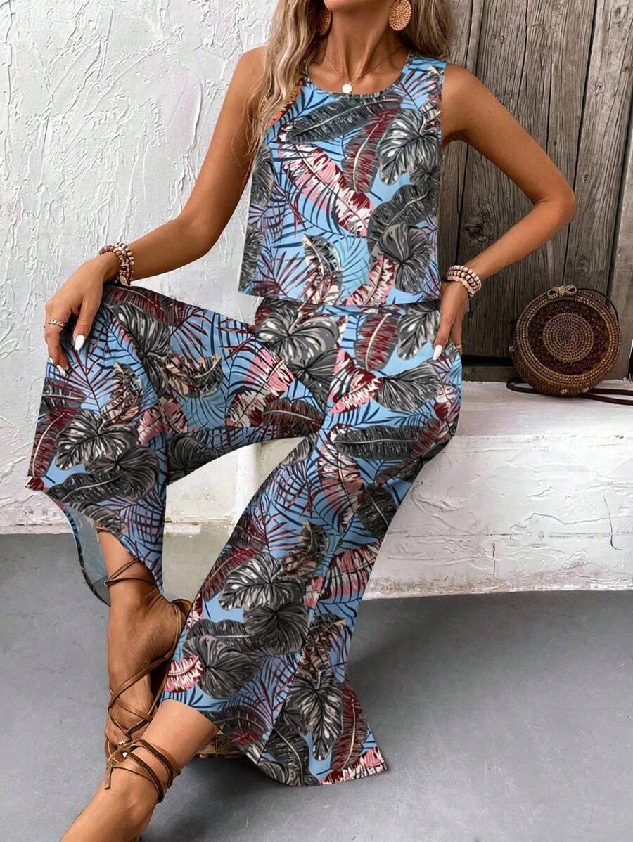 Conjunto Serena Tropical Regata e Calça Solta