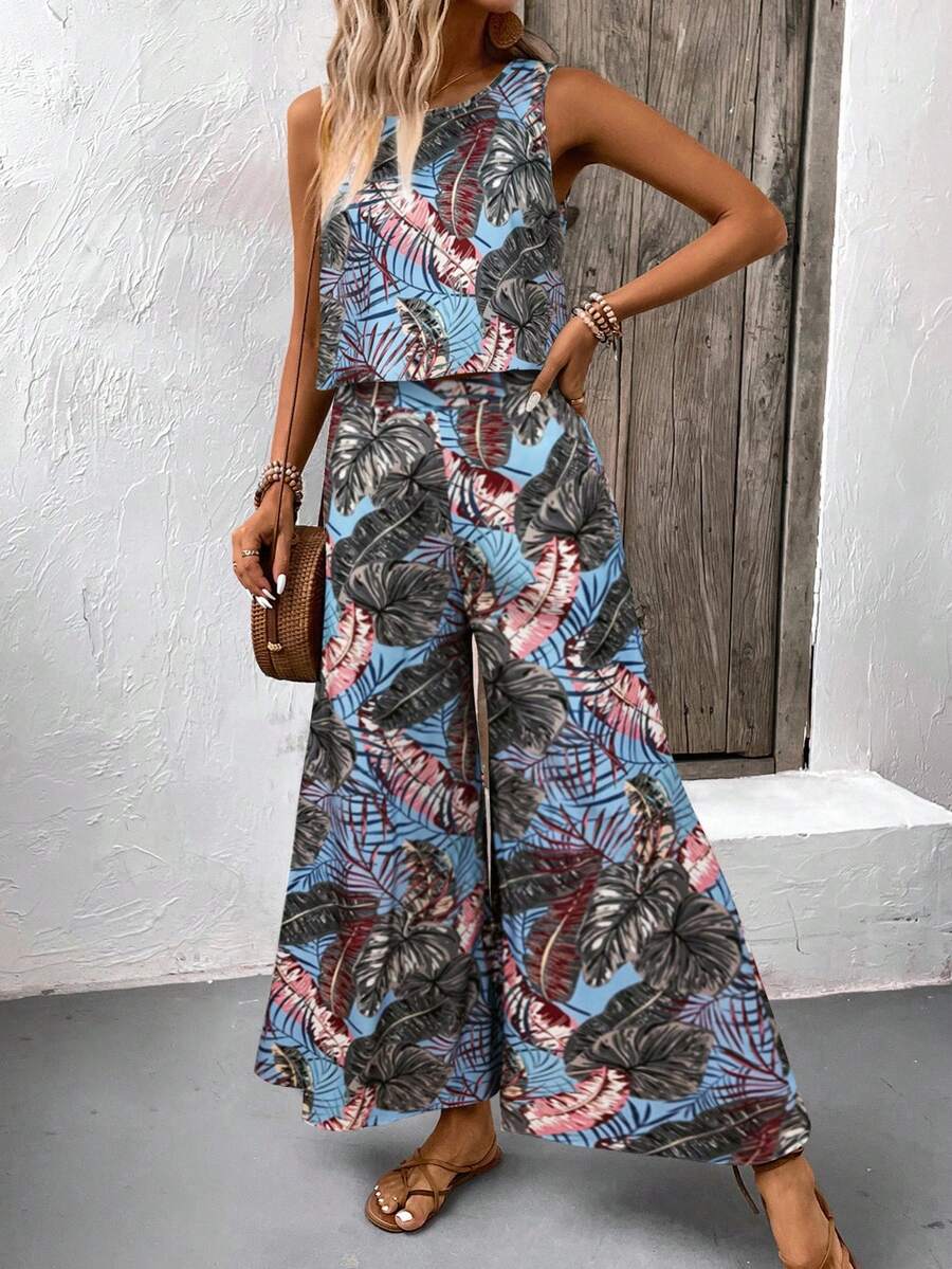 Conjunto Serena Tropical Regata e Calça Solta