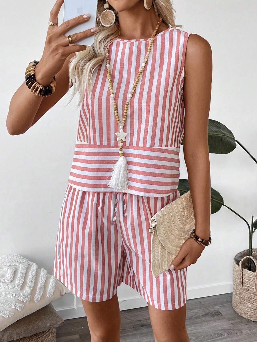 Conjunto Serena Top e Shorts Listrado Verão