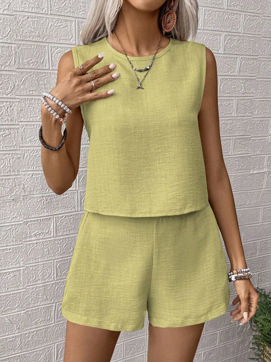 Conjunto Aurora Colete e Shorts Casual