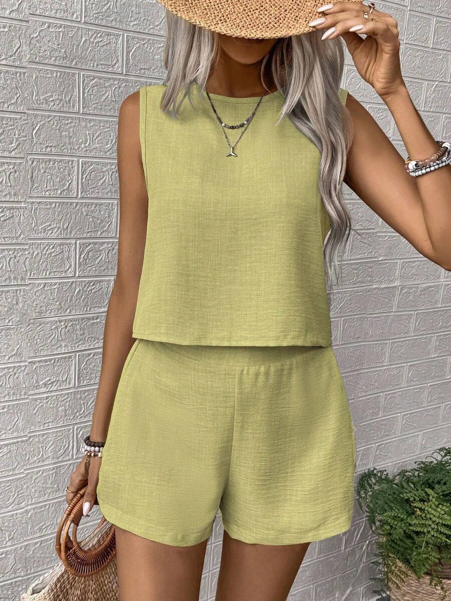 Conjunto Aurora Colete e Shorts Casual