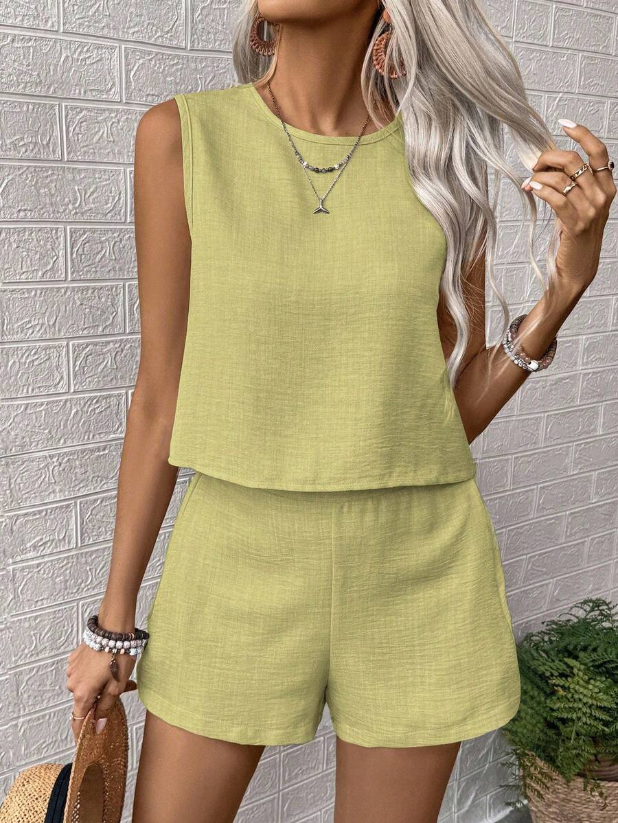 Conjunto Aurora Colete e Shorts Casual