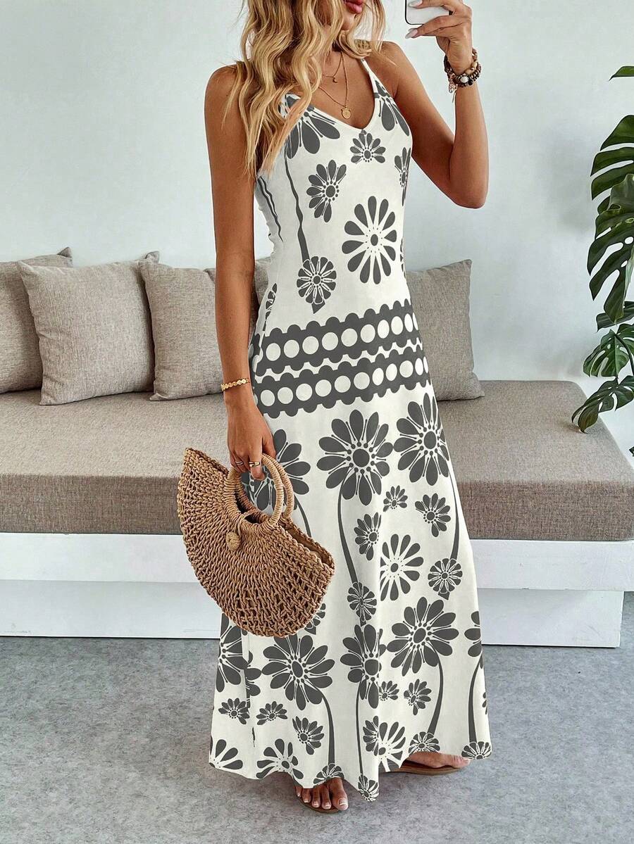 Vestido Maya Boho Longo Alça Fina Tropical