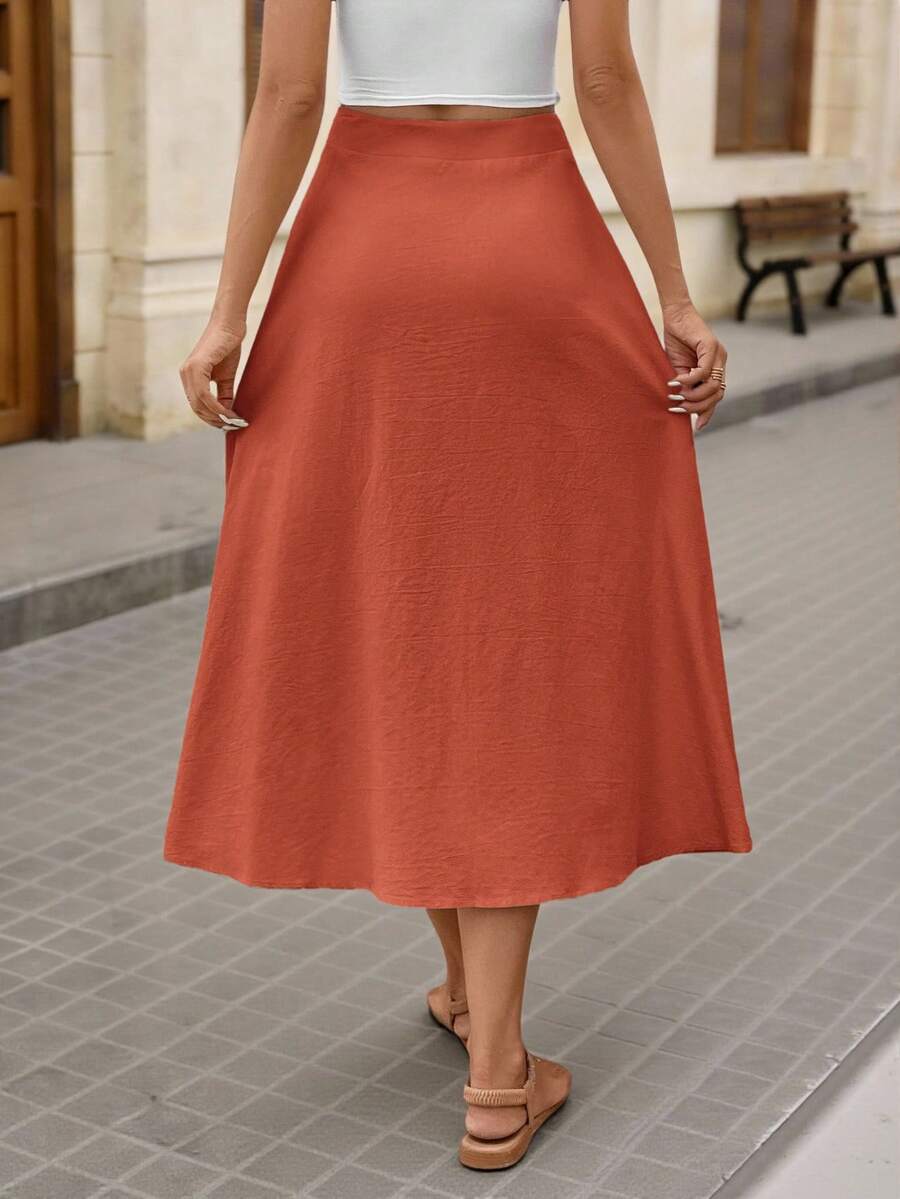 Saia Longa Brillora Botões Frontais Casual