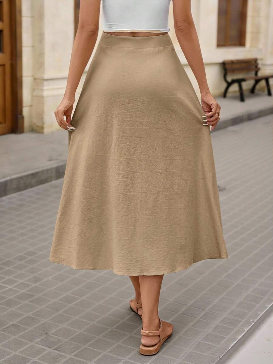 Saia Longa Brillora Botões Frontais Casual