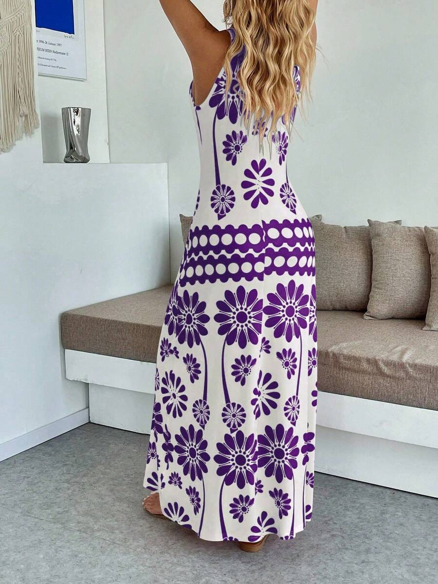 Vestido Maya Boho Longo Alça Fina Tropical