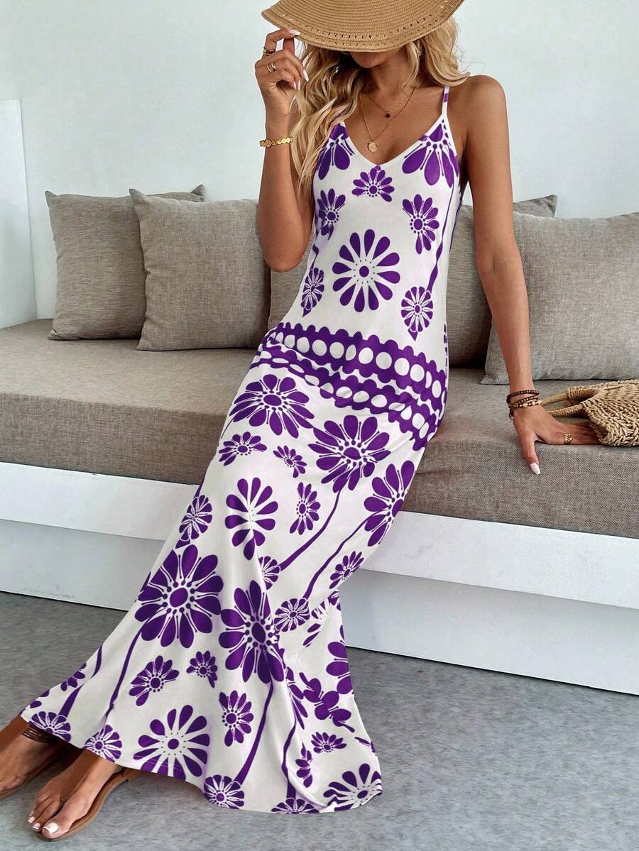 Vestido Maya Boho Longo Alça Fina Tropical