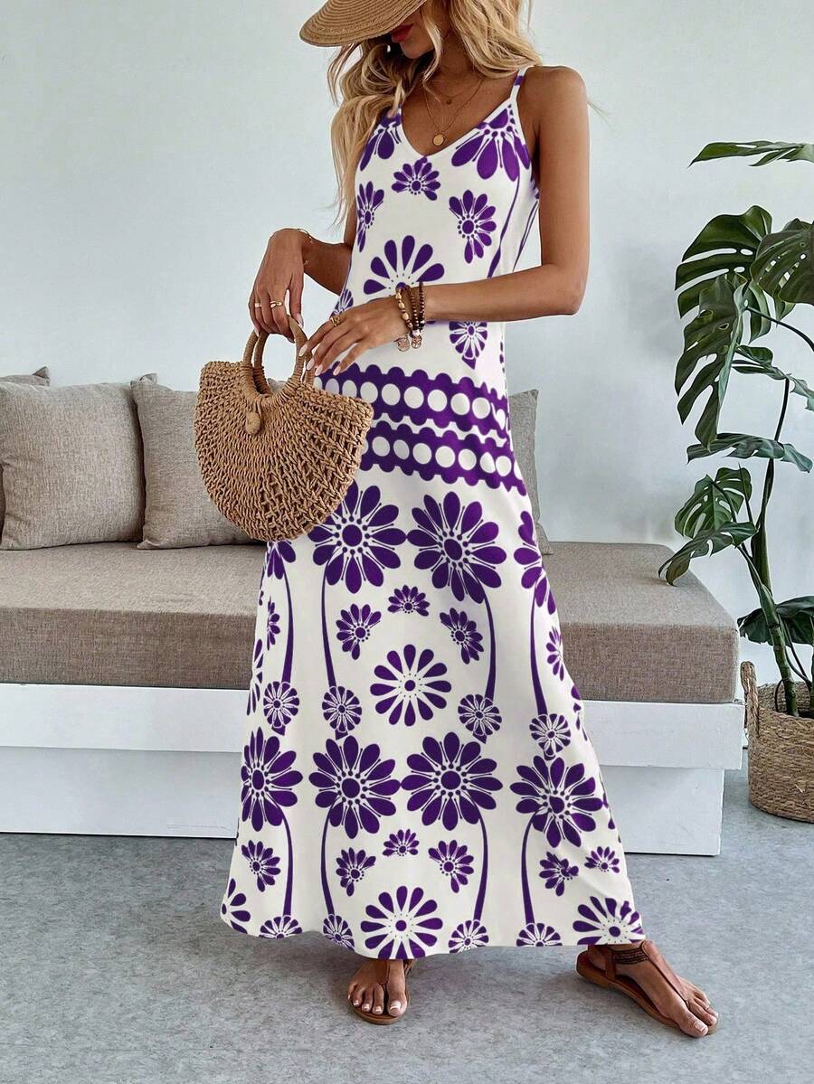 Vestido Maya Boho Longo Alça Fina Tropical