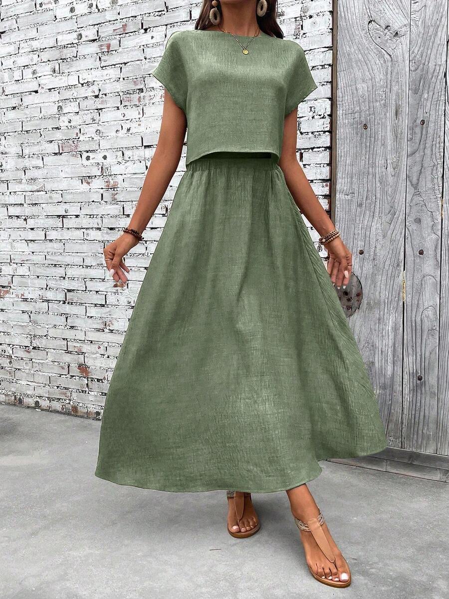 Conjunto Serena Top Curto e Saia Mini