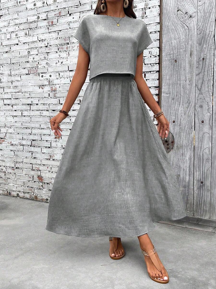 Conjunto Serena Top Curto e Saia Mini