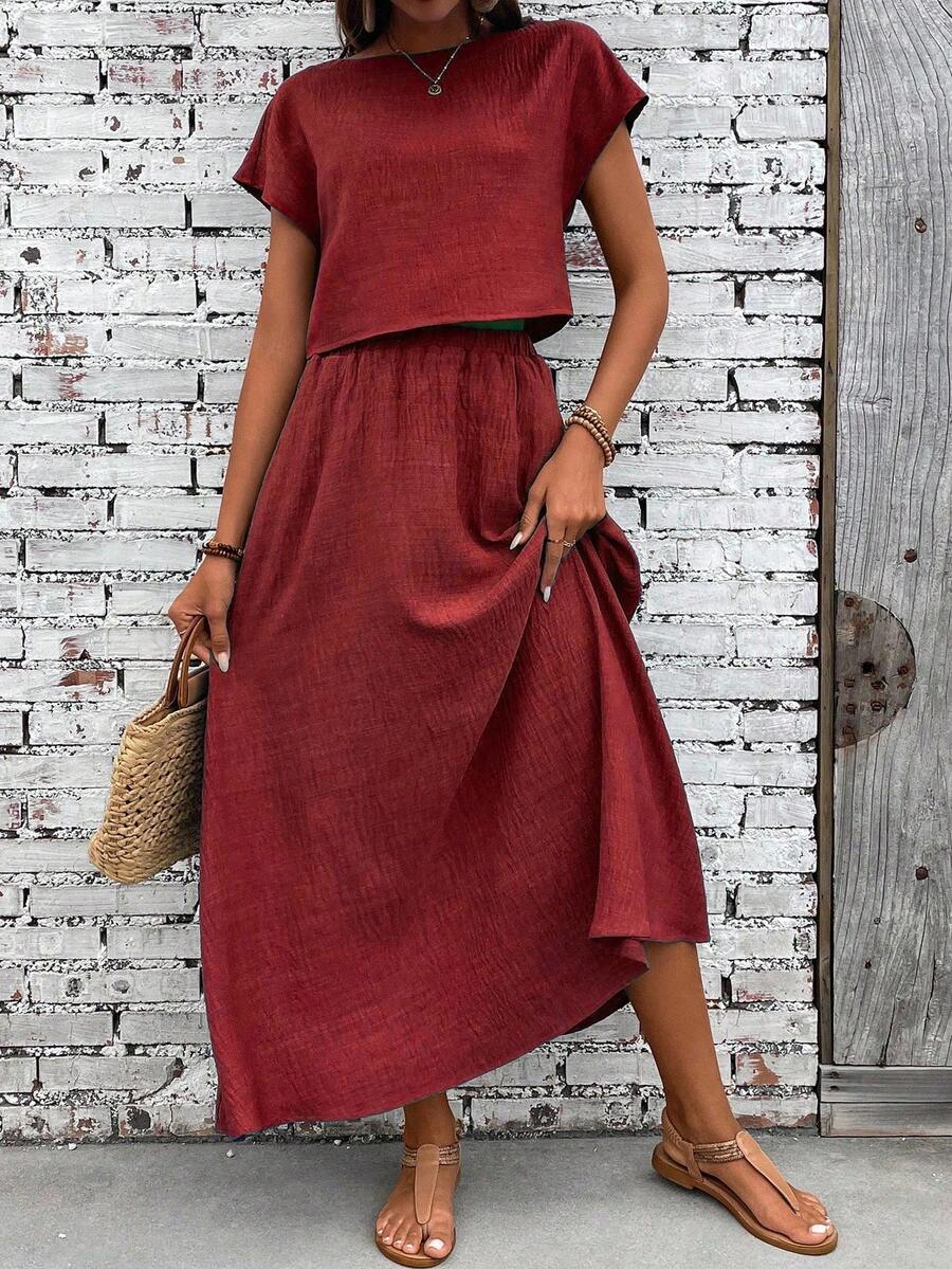 Conjunto Serena Top Curto e Saia Mini