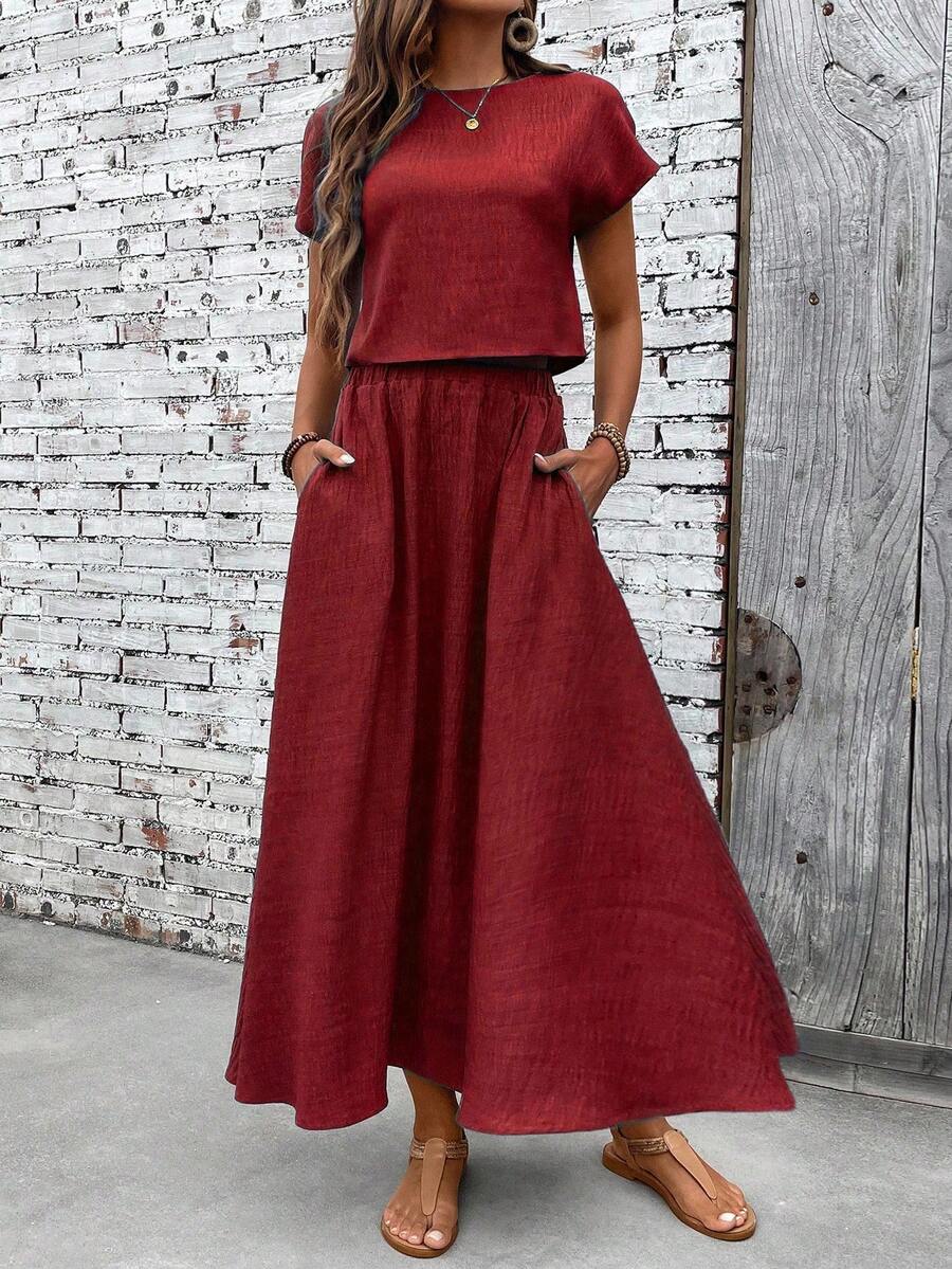 Conjunto Serena Top Curto e Saia Mini