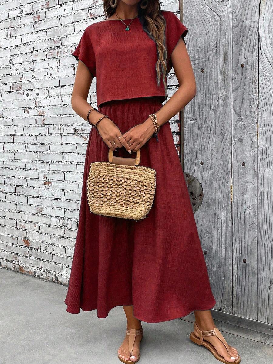 Conjunto Serena Top Curto e Saia Mini