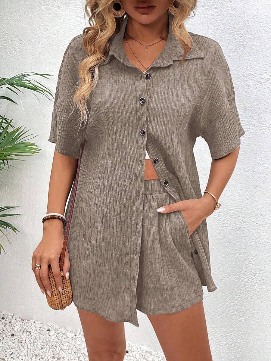 Conjunto Aurora Casual Cardigã e Shorts