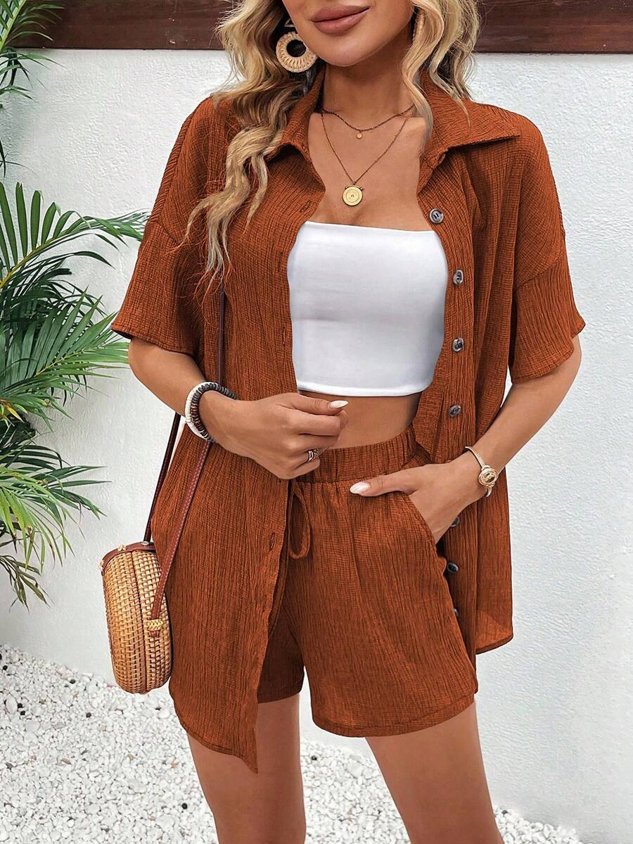 Conjunto Aurora Casual Cardigã e Shorts