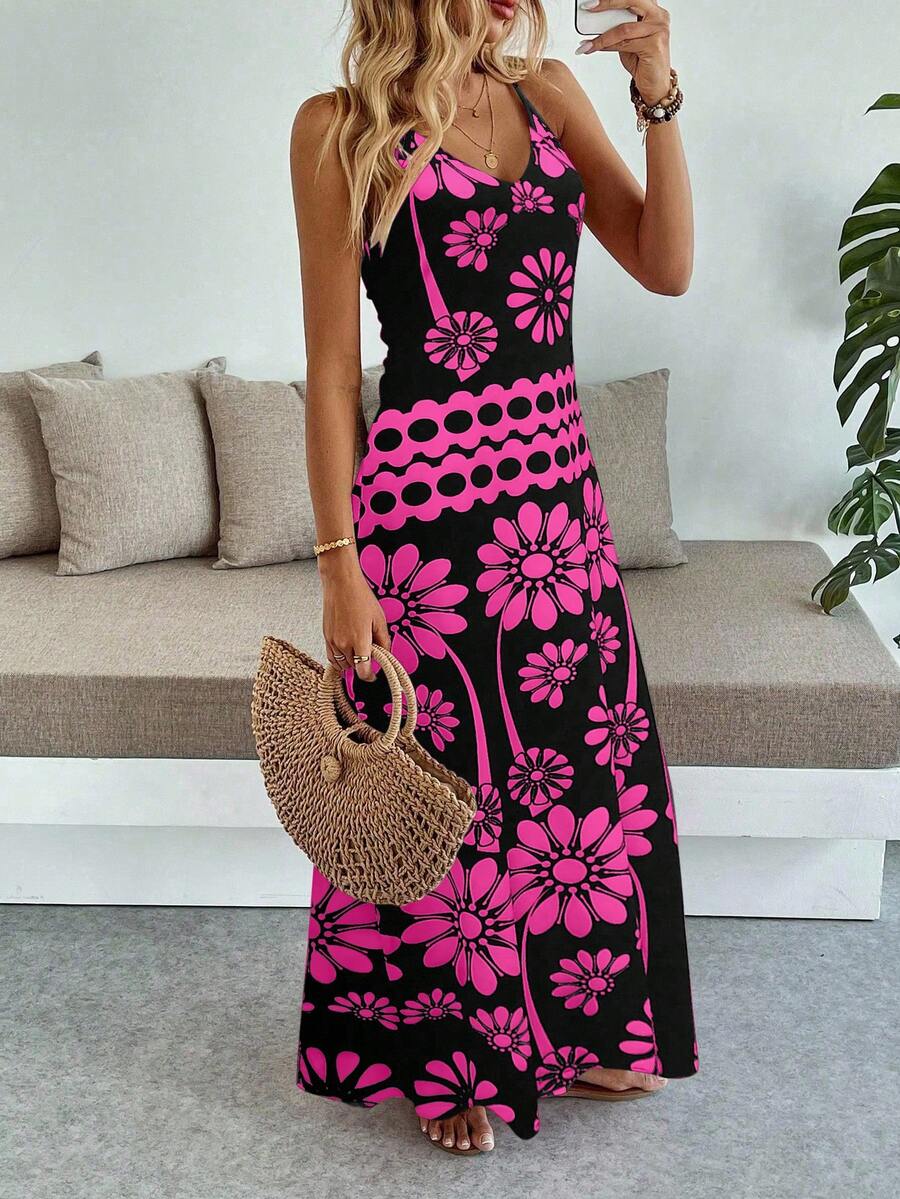 Vestido Maya Boho Longo Alça Fina Tropical