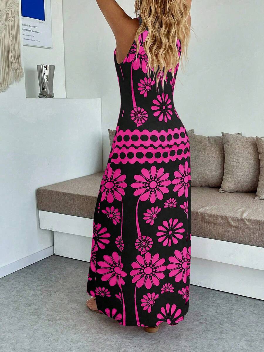 Vestido Maya Boho Longo Alça Fina Tropical