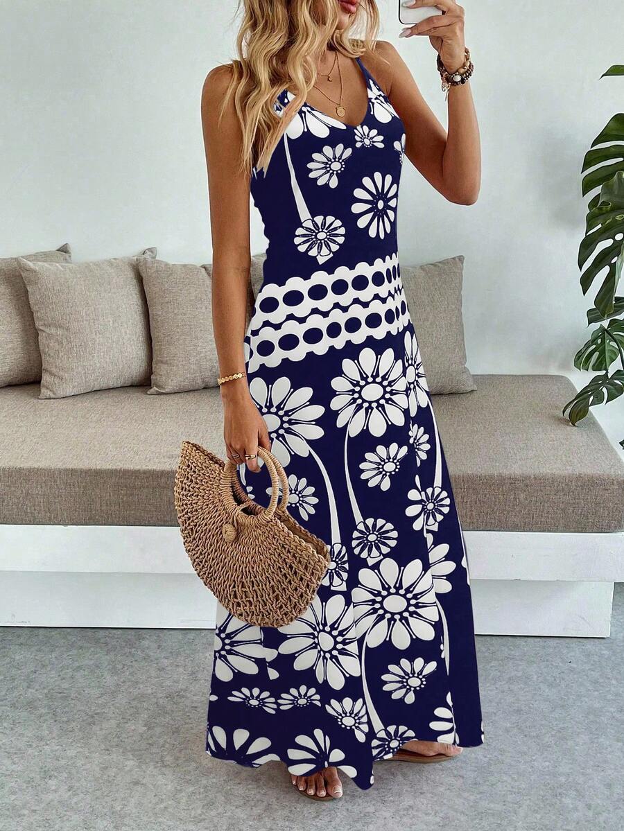 Vestido Maya Boho Longo Alça Fina Tropical