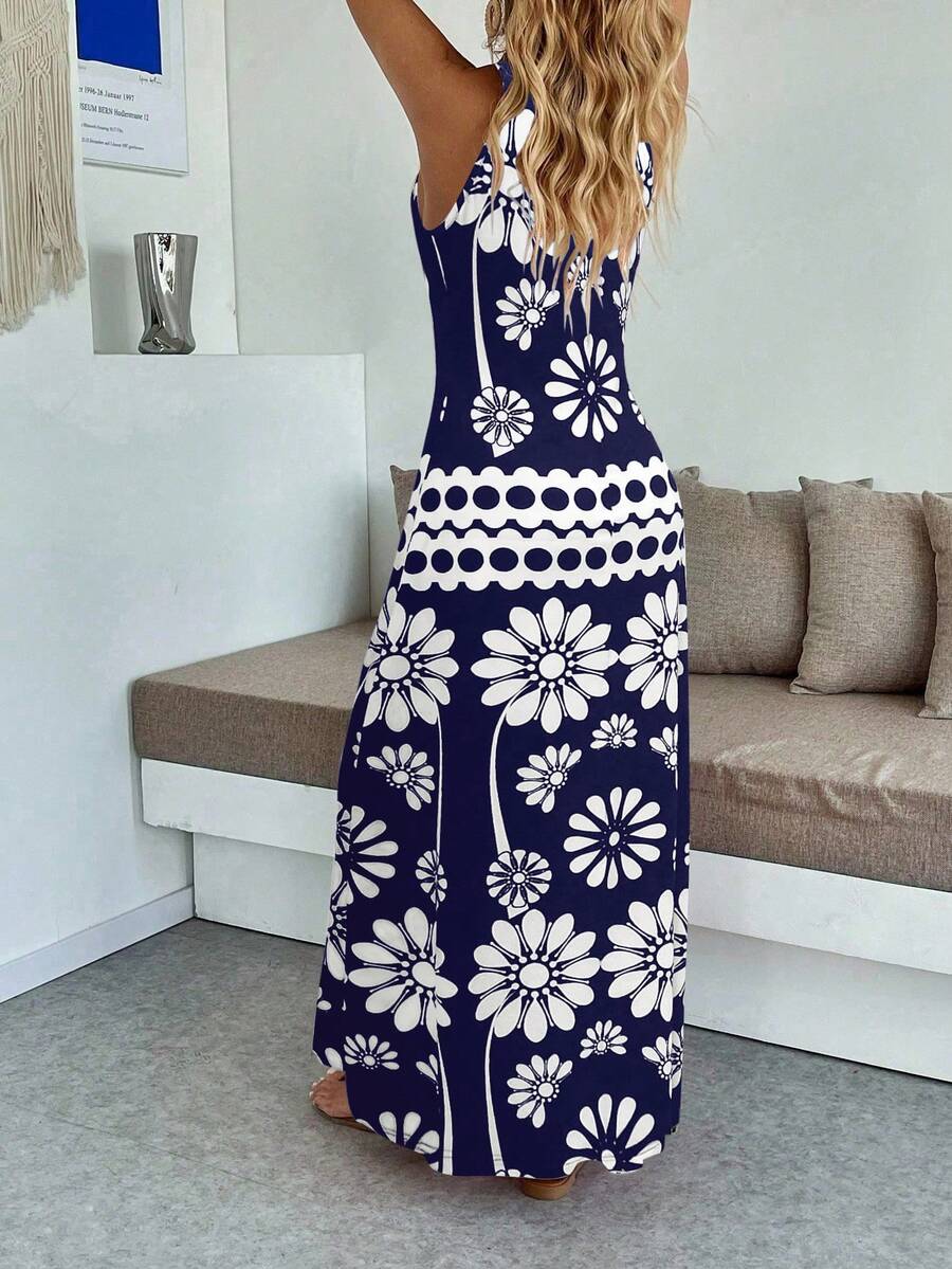 Vestido Maya Boho Longo Alça Fina Tropical