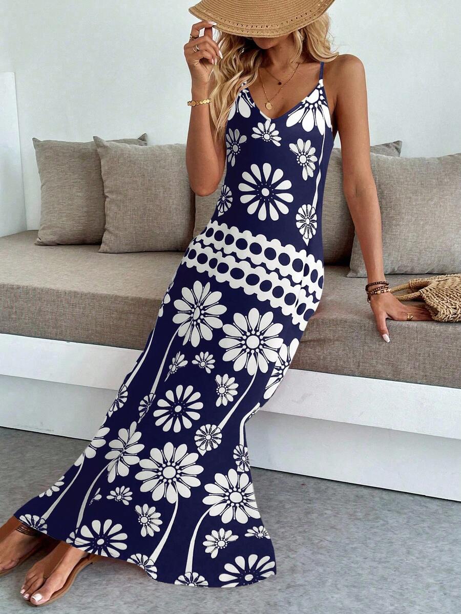 Vestido Maya Boho Longo Alça Fina Tropical