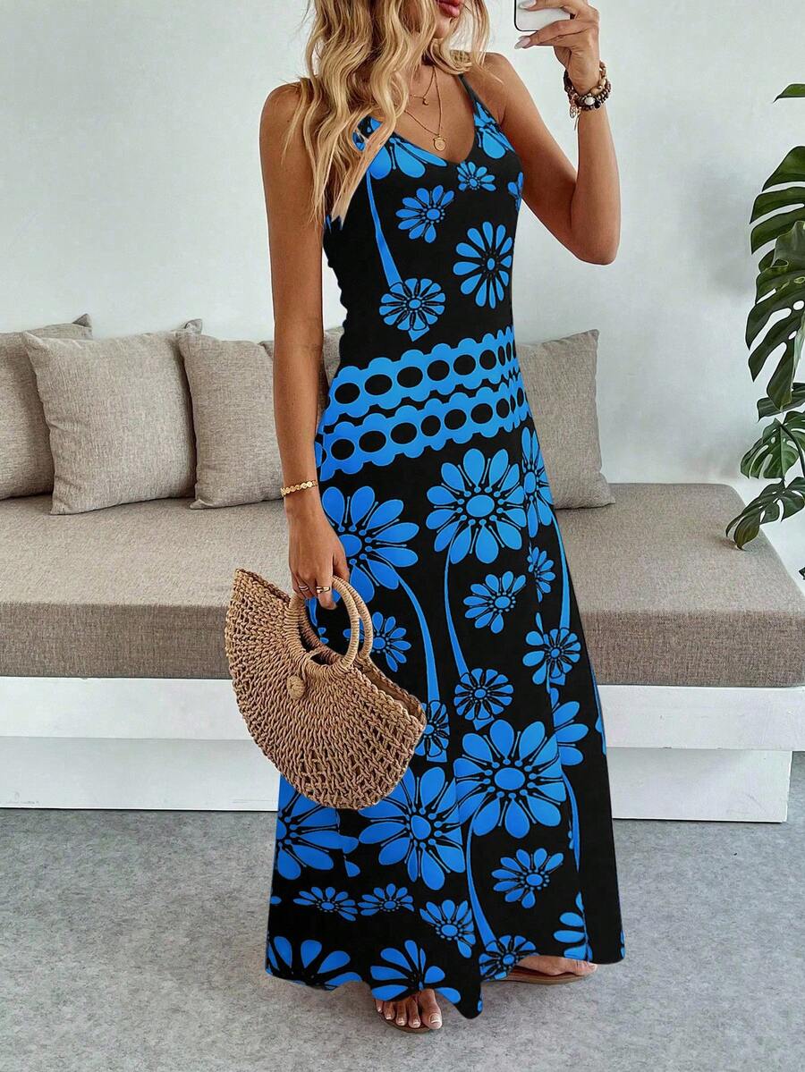 Vestido Maya Boho Longo Alça Fina Tropical