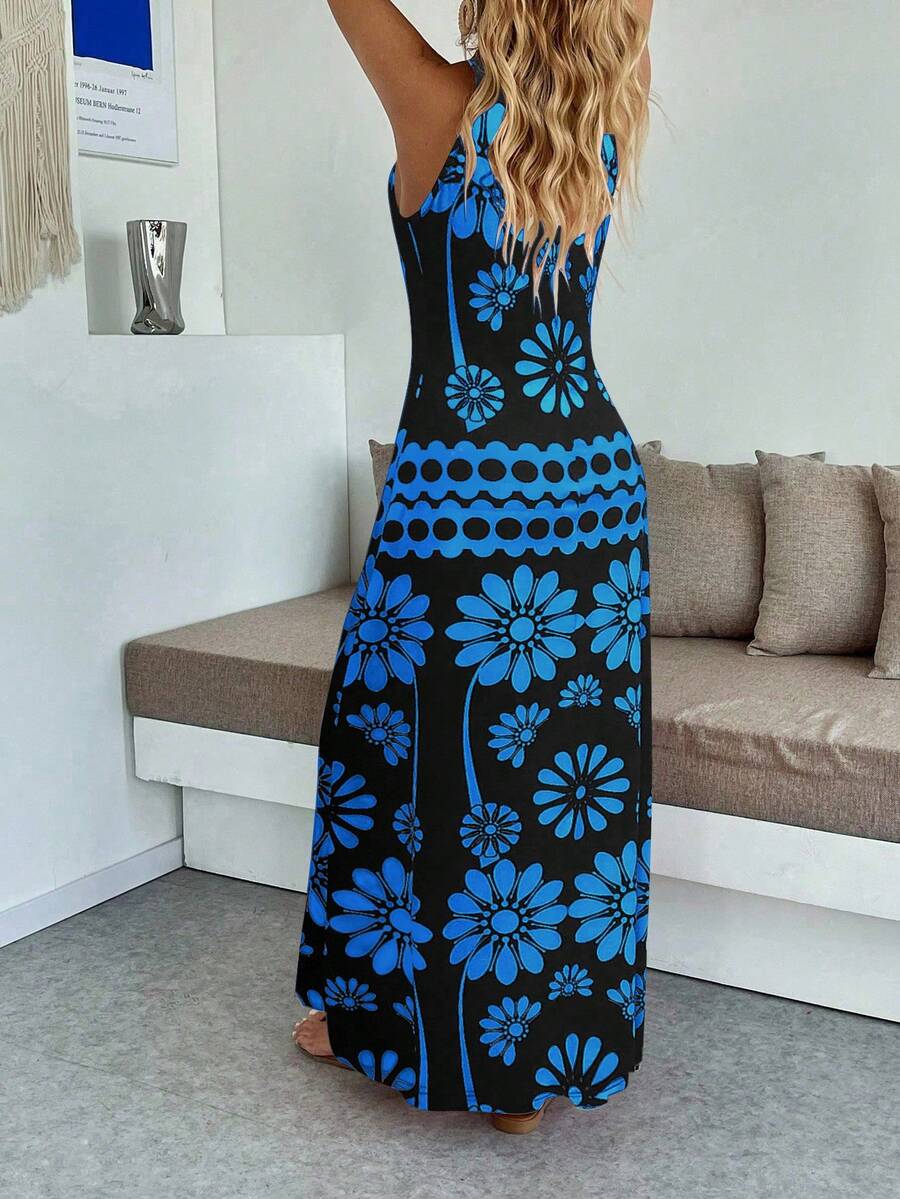 Vestido Maya Boho Longo Alça Fina Tropical
