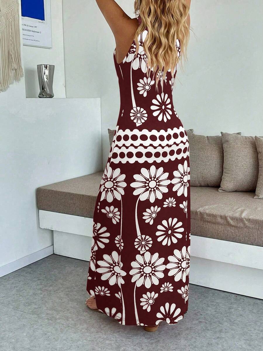 Vestido Maya Boho Longo Alça Fina Tropical