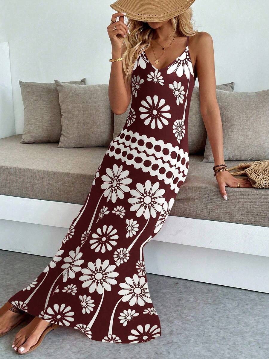 Vestido Maya Boho Longo Alça Fina Tropical