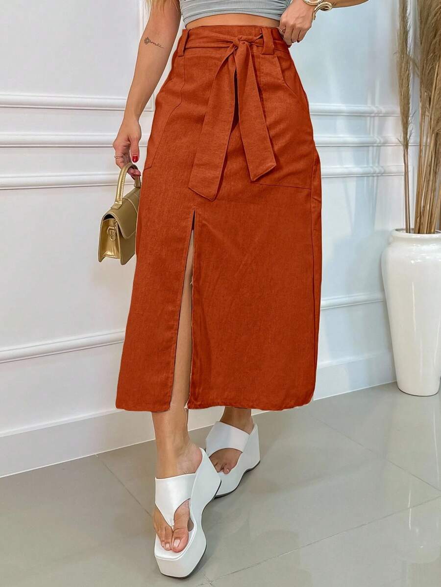 Saia Midi Emili Casual Elegante