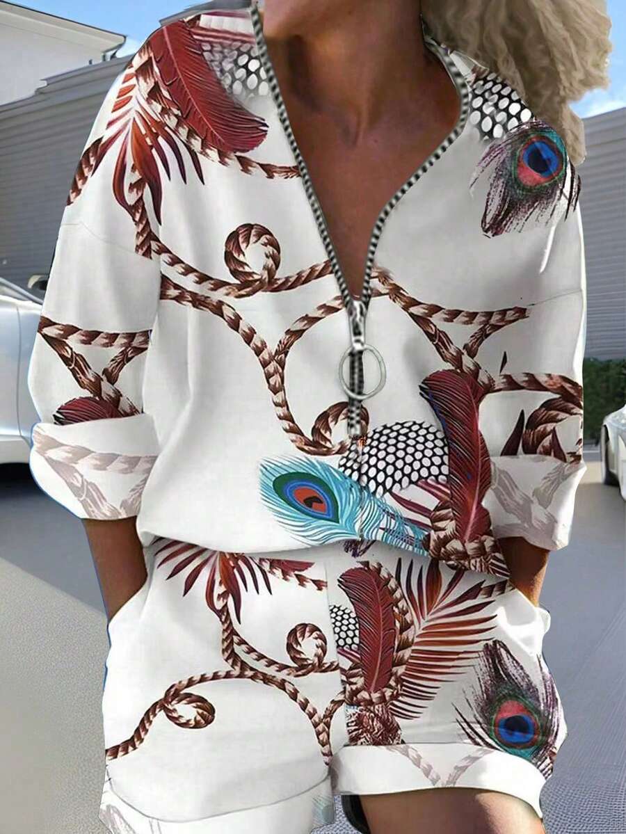 Conjunto Emery Rose Férias Casual Impresso