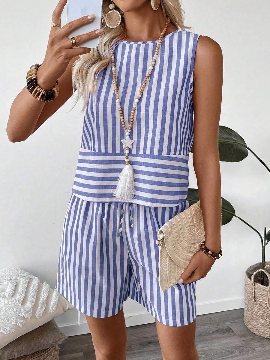 Conjunto Serena Top e Shorts Listrado Verão