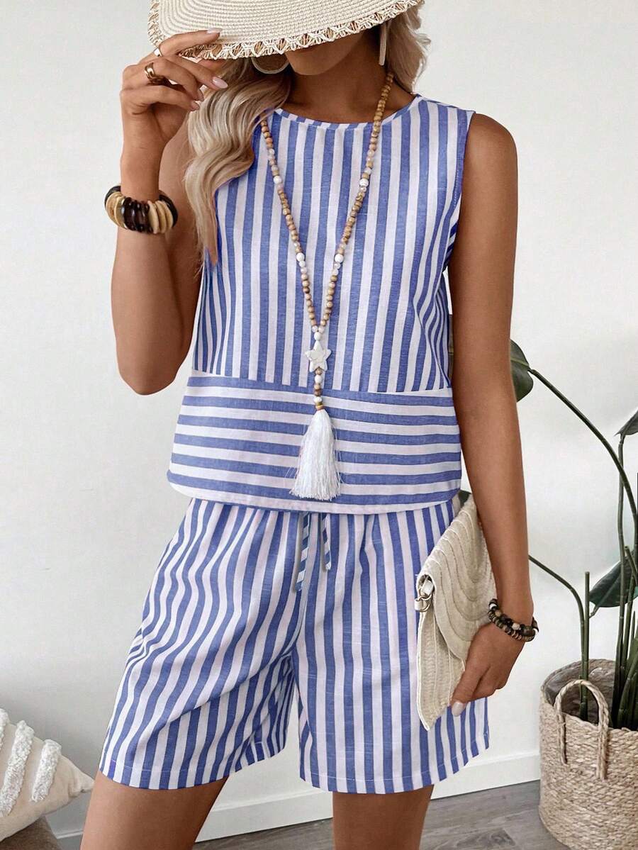 Conjunto Serena Top e Shorts Listrado Verão