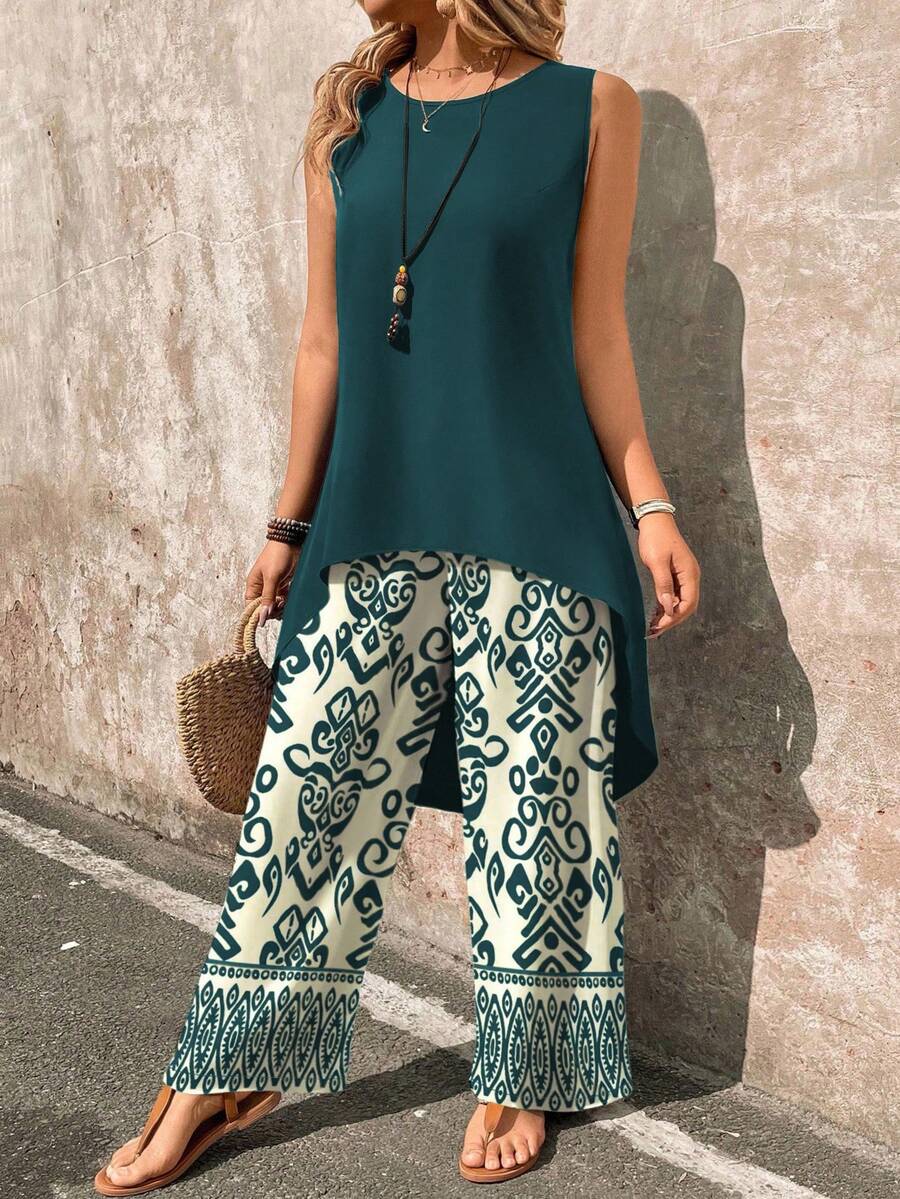 Conjunto Serena Regata Assimétrica Floral