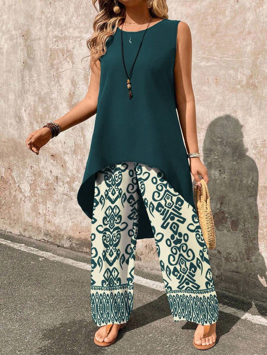 Conjunto Serena Regata Assimétrica Floral