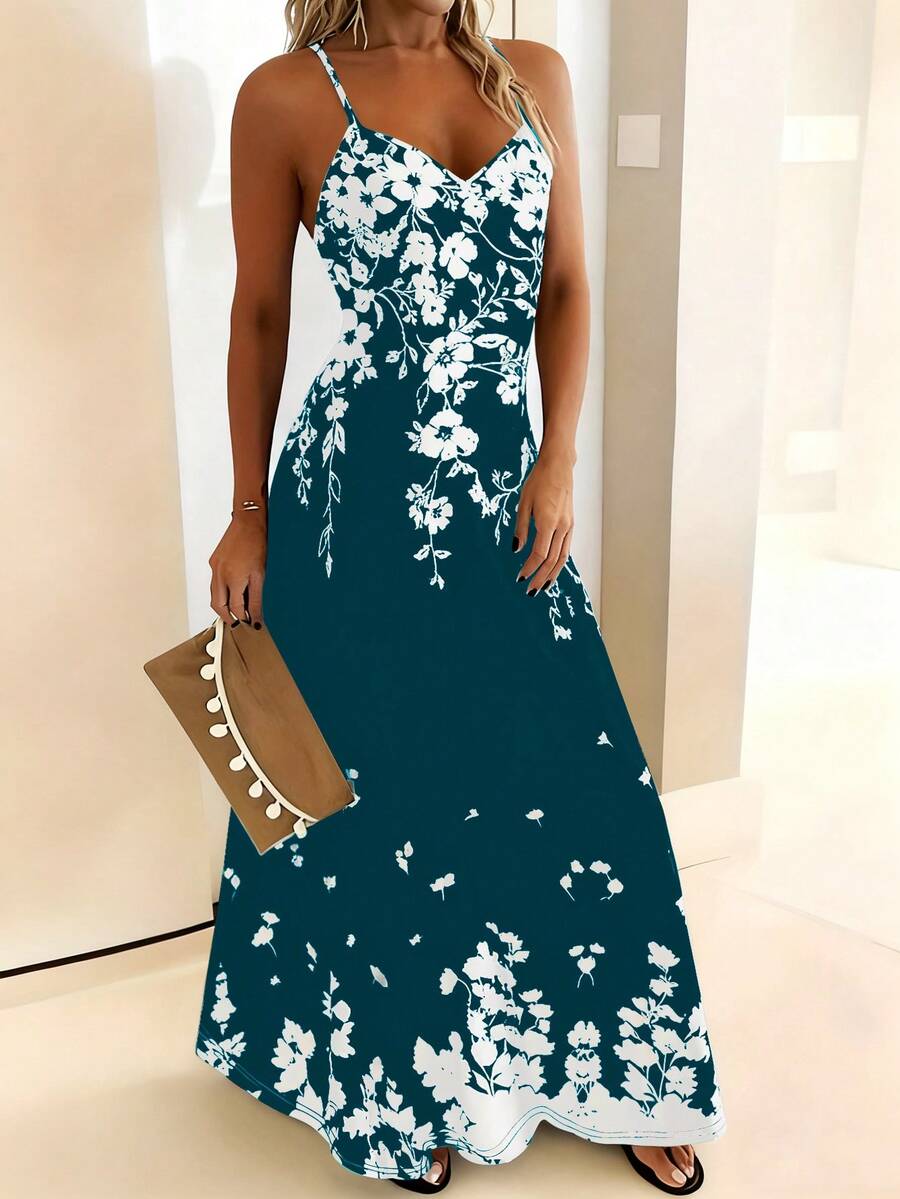 Vestido Maya Boho Longo Alça Fina Tropical