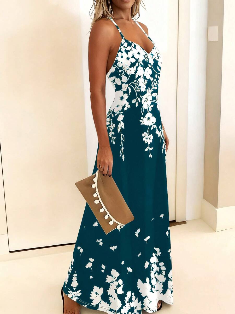 Vestido Maya Boho Longo Alça Fina Tropical