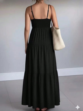 Vestido Longo Preto Feminino com Alças Finas – Elegância do M ao GG