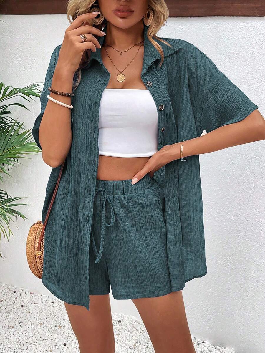 Conjunto Aurora Casual Cardigã e Shorts